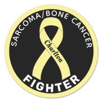 Sarcoma/Bone Cancer Fighter Ribbon Black Classic Round Sticker