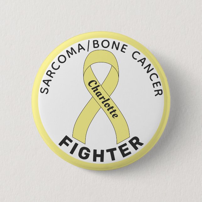 Sarcoma / Bone Cancer Fighter Ribbon White Button (Front)