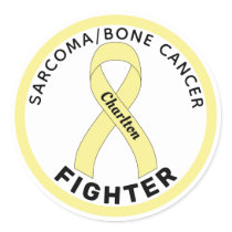 Sarcoma/Bone Cancer Fighter Ribbon White Classic Round Sticker