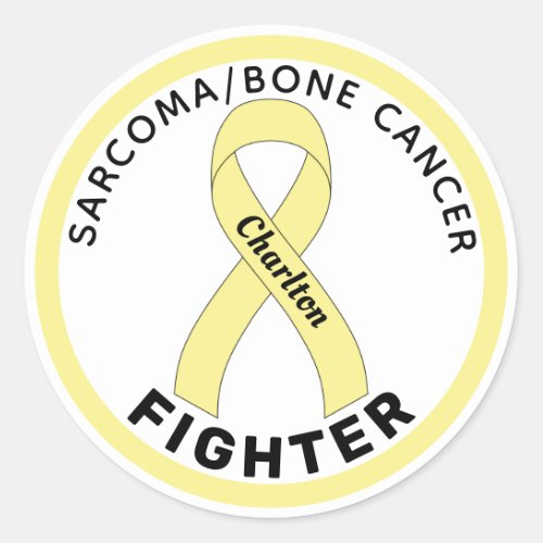 SarcomaBone Cancer Fighter Ribbon White Classic Round Sticker