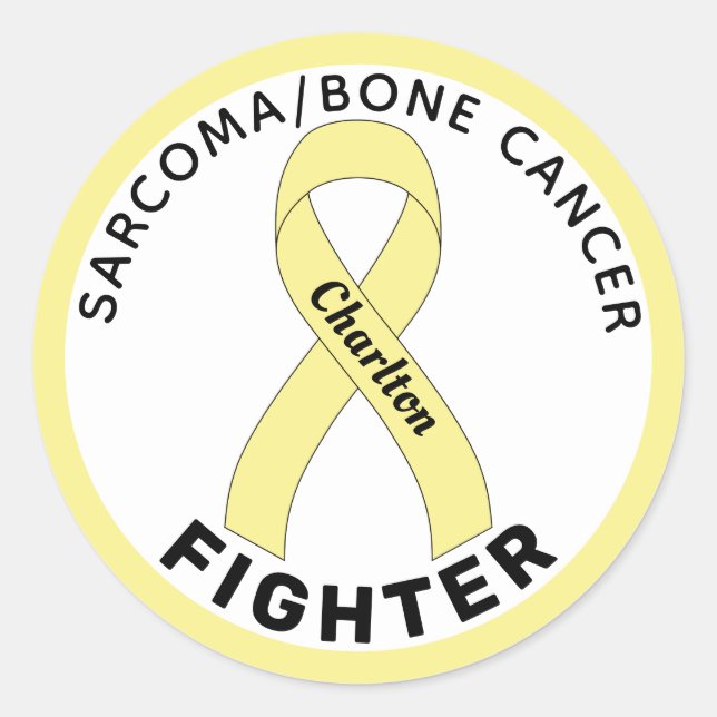 Sarcoma/Bone Cancer Fighter Ribbon White Classic Round Sticker (Front)