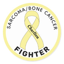 Sarcoma/Bone Cancer Fighter Ribbon White Classic Round Sticker