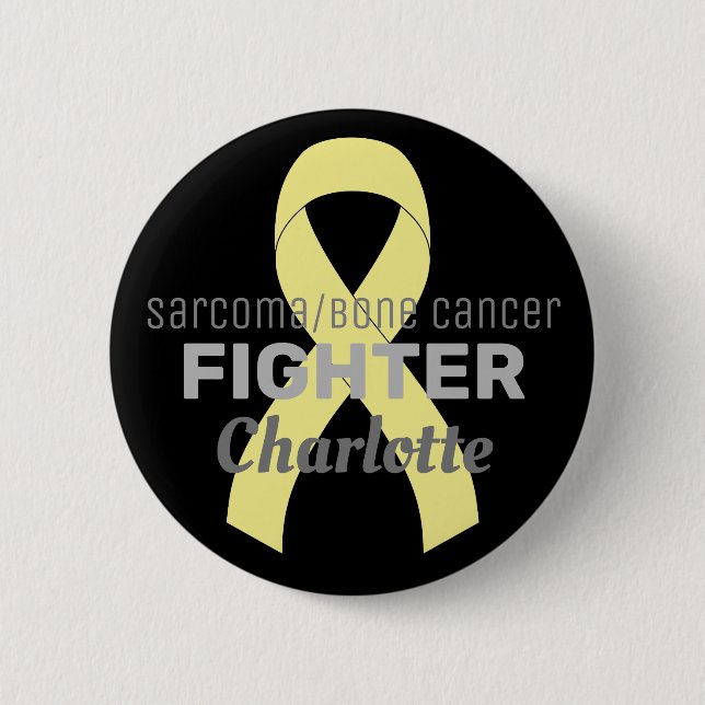 Sarcoma / Bone Cancer Ribbon Black Button (Front)