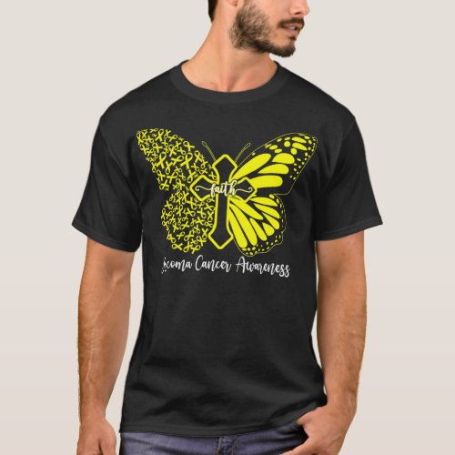 Sarcoma Cancer Awareness Faith Butterfly Cross Gif T_Shirt