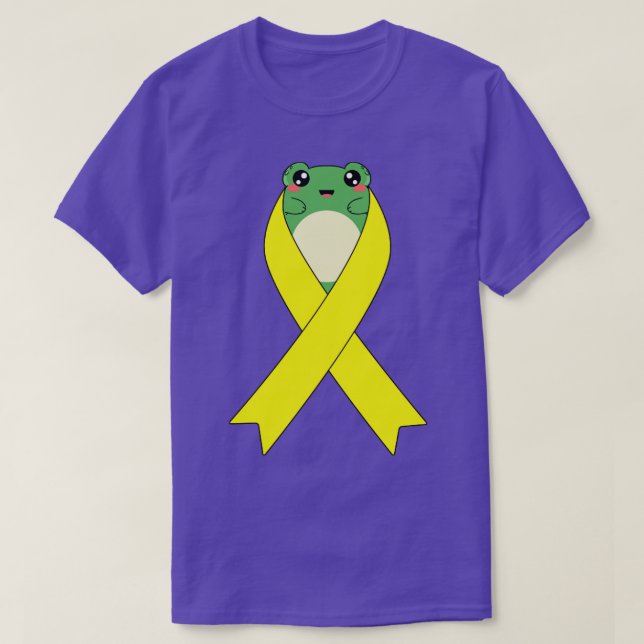 Sarcoma Cancer Awareness Kawaii Frog Yellow Ribbon T-Shirt (Design Front)