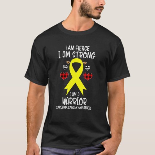 Sarcoma Cancer Awareness Ribbon I Am Fierce Strong T_Shirt