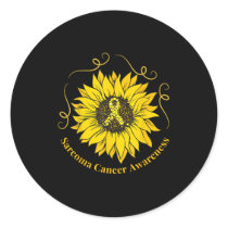 Sarcoma Cancer Awareness Sunflower Yellow Ribbon S Classic Round Sticker