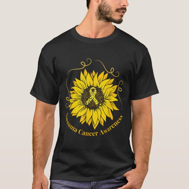 Sarcoma Cancer Awareness Sunflower Yellow Ribbon S T-Shirt (Front)