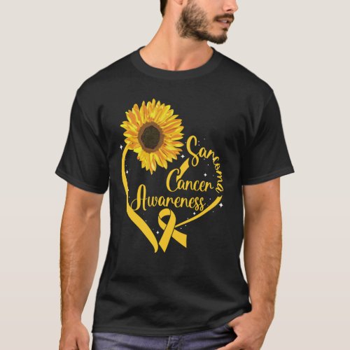 Sarcoma Cancer Awareness Wear Yellow Ribbon Sunflo T_Shirt