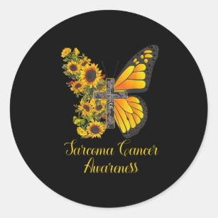 Sarcoma Cancer Awareness Yellow Butterfly Classic Round Sticker