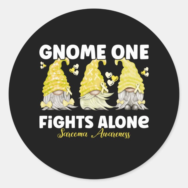 Sarcoma Cancer Awareness Yellow Gnome Classic Round Sticker (Front)