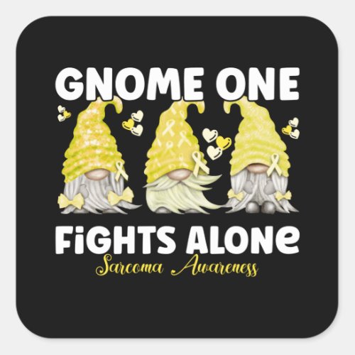 Sarcoma Cancer Awareness Yellow Gnome Square Sticker