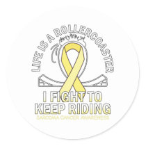 Sarcoma cancer awareness yellow ribbon gradient classic round sticker