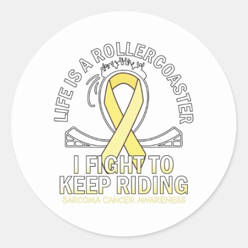 Sarcoma cancer awareness yellow ribbon gradient classic round sticker