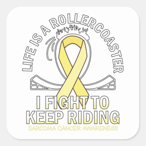 Sarcoma cancer awareness yellow ribbon gradient square sticker