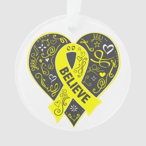 Sarcoma Cancer Believe Ribbon Heart Ornament