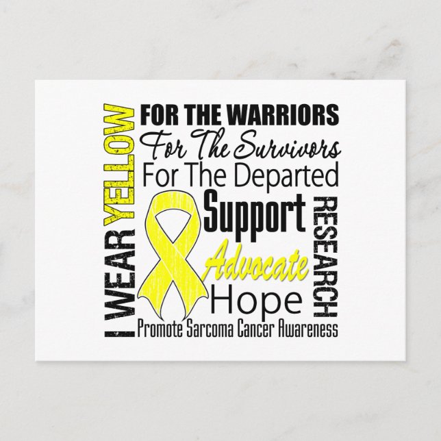 Sarcoma Cancer I Wear Yellow Ribbon TRIBUTE Postcard (Front)
