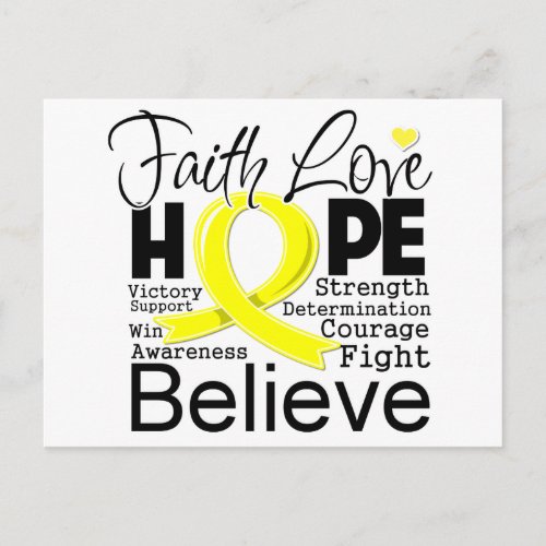 Sarcoma Cancer Typographic Faith Love Hope Postcard