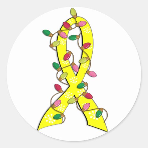 Sarcoma Christmas Lights Ribbon Classic Round Sticker