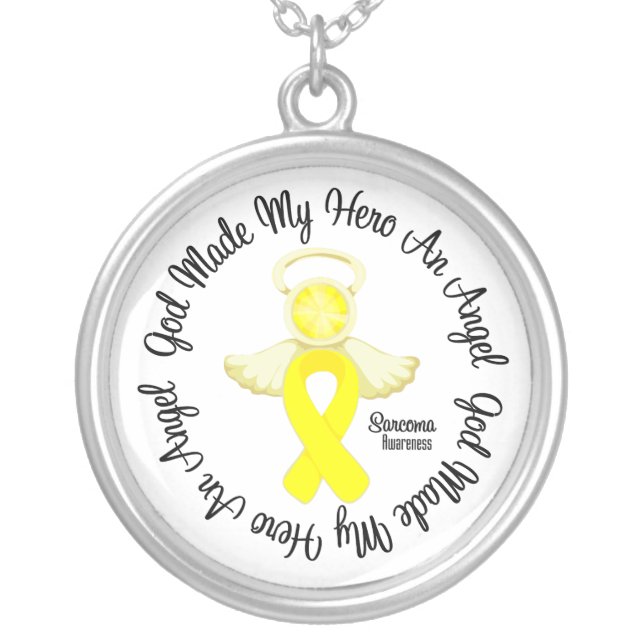 Sarcoma God Made My Hero An Angel Silver Plated Necklace (Front)