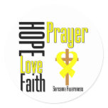 Sarcoma Hope Love Faith Prayer Cross Classic Round Sticker
