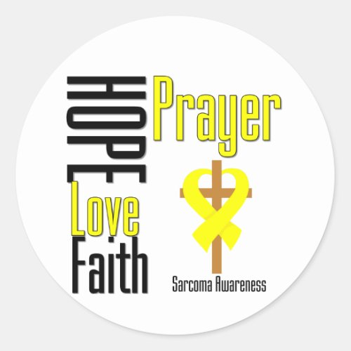 Sarcoma Hope Love Faith Prayer Cross Classic Round Sticker