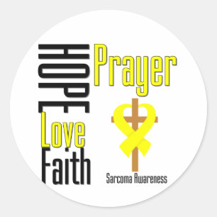 Sarcoma Hope Love Faith Prayer Cross Classic Round Sticker