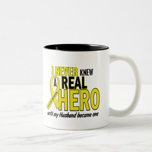 Sarcoma NEVER KNEW A HERO 2 Husband Two-Tone Coffee Mug (Right)