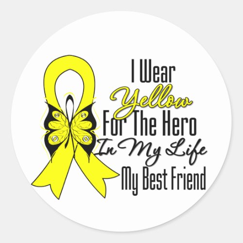 Sarcoma Ribbon My Hero My Best Friend Classic Round Sticker