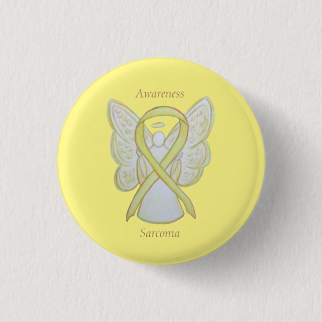Sarcoma Yellow Awareness Ribbon Angel Custom Pin (Front)