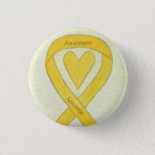 Sarcoma Yellow Heart Awareness Ribbon Custom Pin