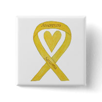 Sarcoma Yellow Heart Awareness Ribbon Custom Pin