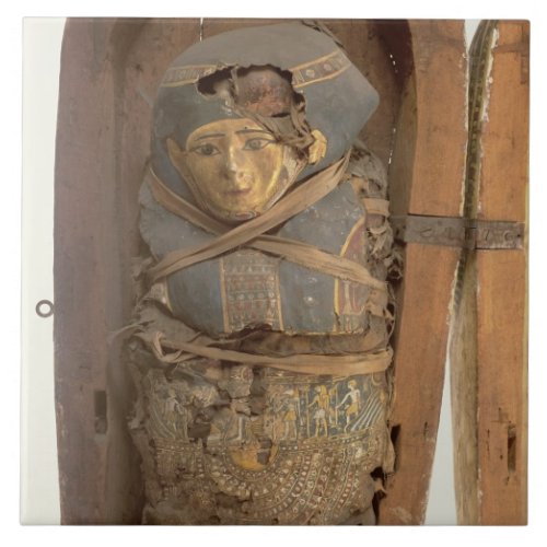 Sarcophagus and mummified body of Psametik I 664_ Ceramic Tile