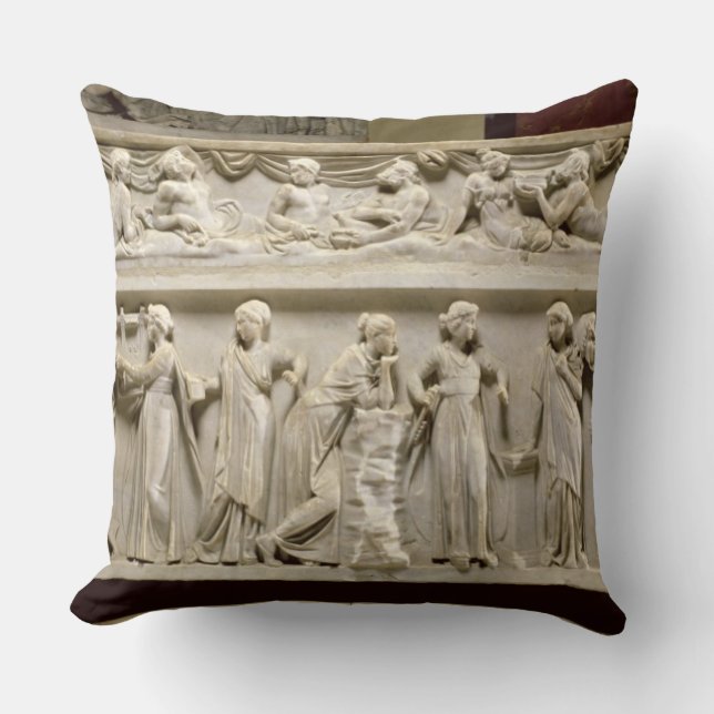 Sarcophagus of the Muses, Roman (marble) Throw Pillow (Front)