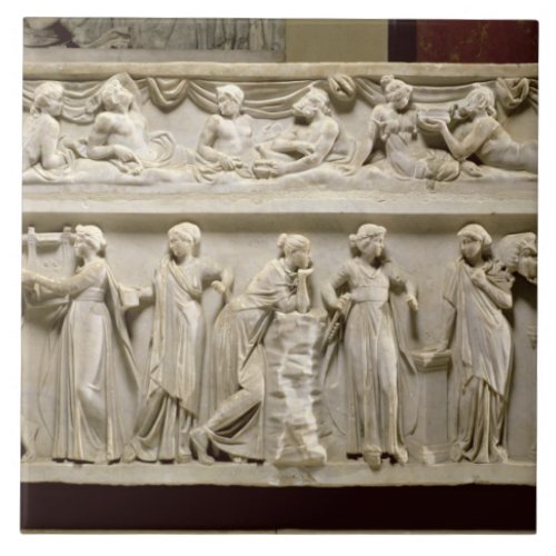 Sarcophagus of the Muses Roman marble Tile