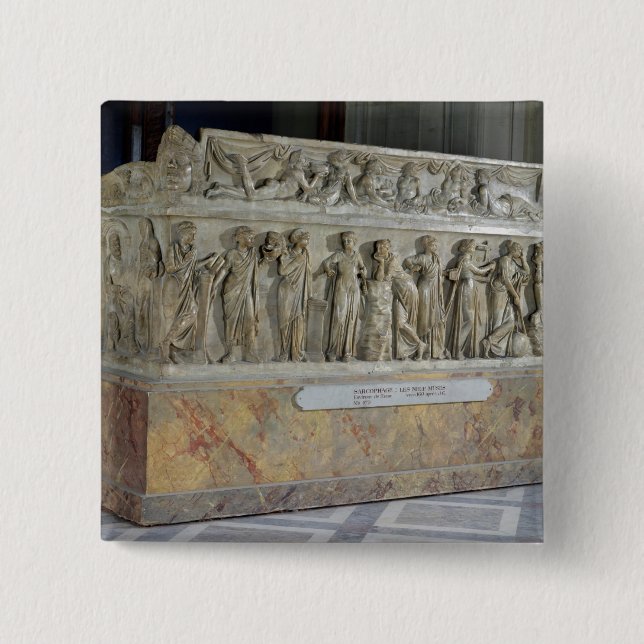 Sarcophagus with frieze of the Nine Muses Pinback Button (Front)