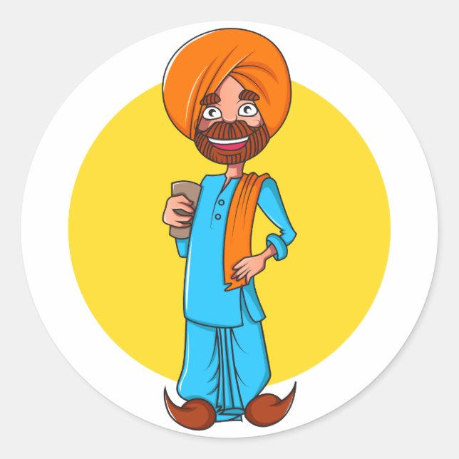 Sardar Ji Classic Round Sticker (Front)