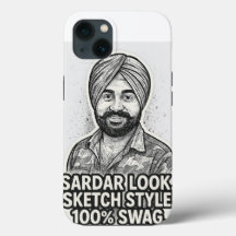 Sardar Sketch Swag iPhone 13 Case – Black & White