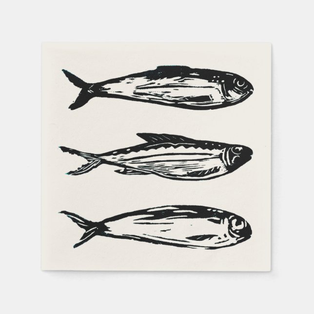 Sardine and Mackerel Cocktail Napkin (Front)