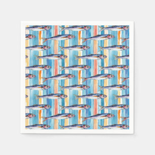 Sardine Fish Striped Pattern  Napkins