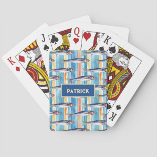Sardine Fish Striped Pattern Saltwater Fish Poker Cards
