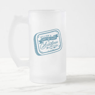 Sardine Fishing Bachelor Party Vintage Nautical  Frosted Glass Beer Mug