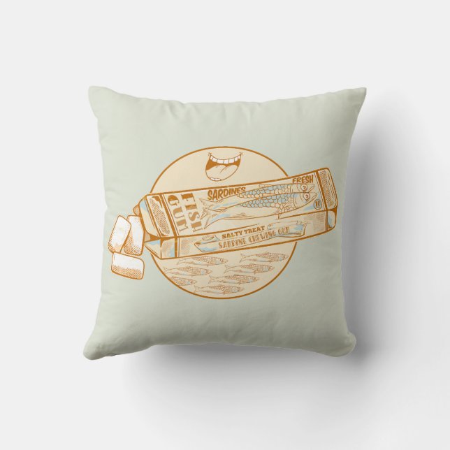 Sardine flavoured chewing gum funny fish throw pillow (Back)