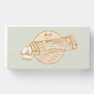 Sardine flavoured chewing gum funny fish wooden box sign