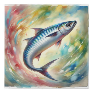 Sardine in Light 051124AREF144 - Watercolor Faux Canvas Print