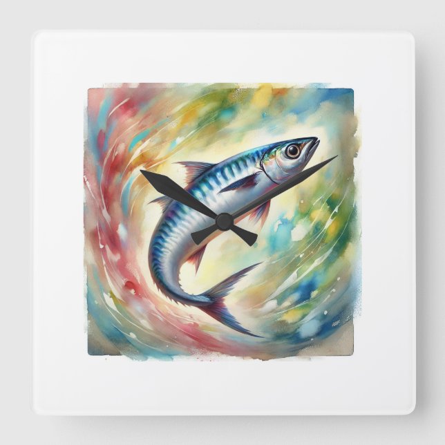 Sardine in Light 051124AREF144 - Watercolor Square Wall Clock (Front)