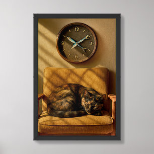 Sardine O’clock Dreamtime – Surreal Cat Art Framed Art