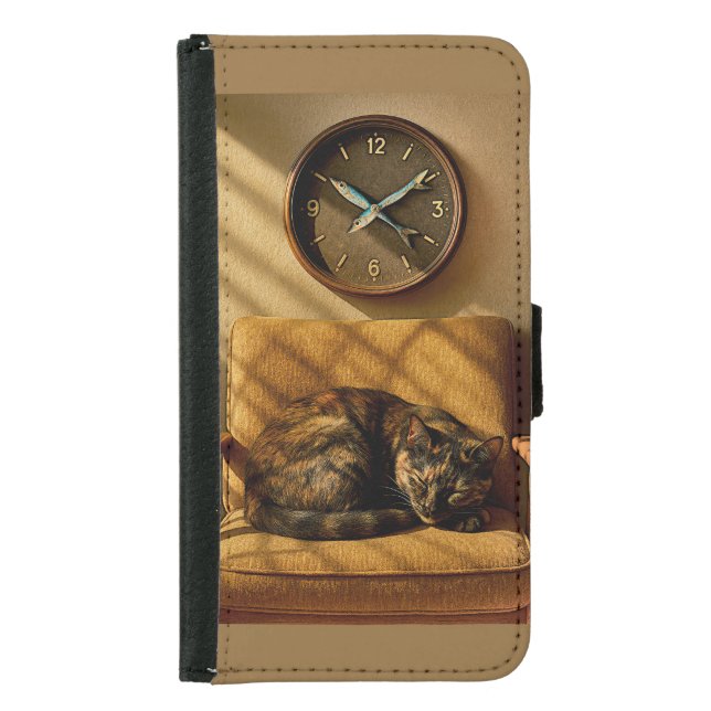 Sardine O’clock Dreamtime – Surreal Cat Art Samsung Galaxy Wallet Case (Front)