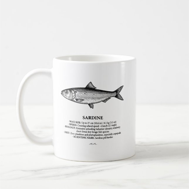 Sardine Schooling Fish Vintage  Coffee Mug (Left)