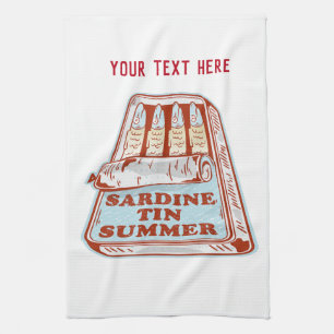 Sardine tin summer kitchen towel